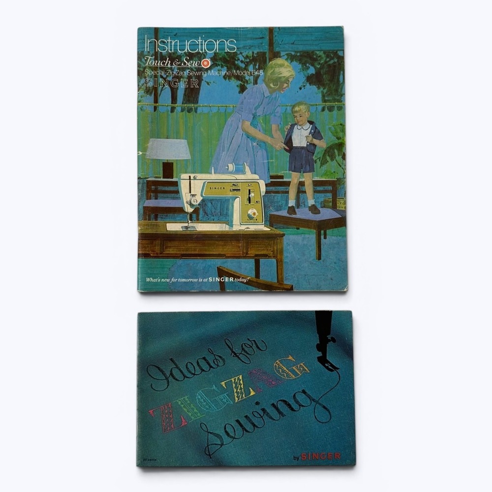 Vtg Singer Touch & Sew 648 Instruction Manual & Zig-Zag Sewing Ideas Booklet 60s